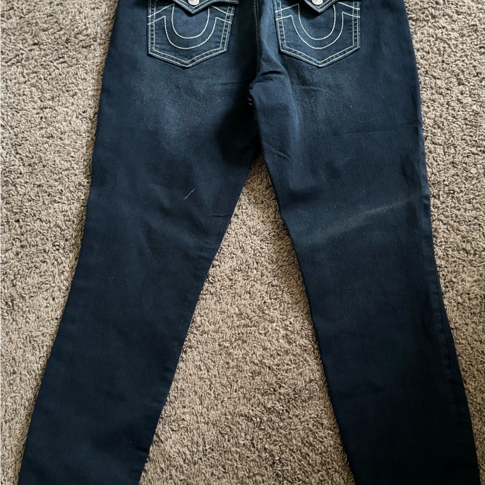 True Religion Black Skinny Jeans with Signature Stitching